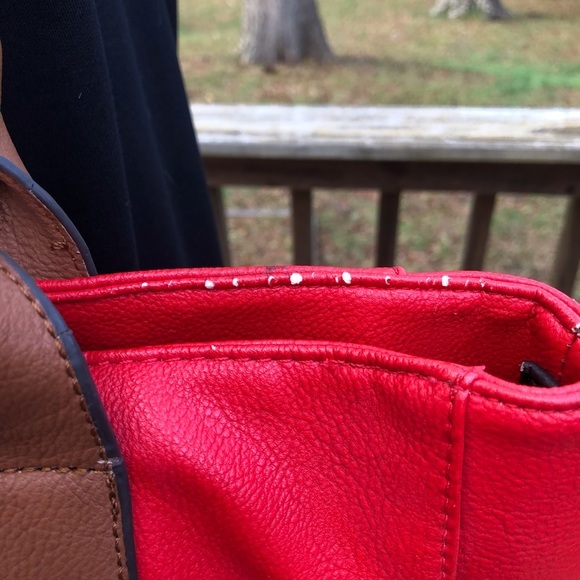 Used Red/black/brown Black Rivet Tote - Picture 4 of 6